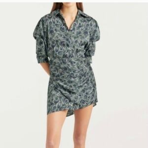 Cinq à Sept Asymmetrical Swirl Dress in Green and Blue